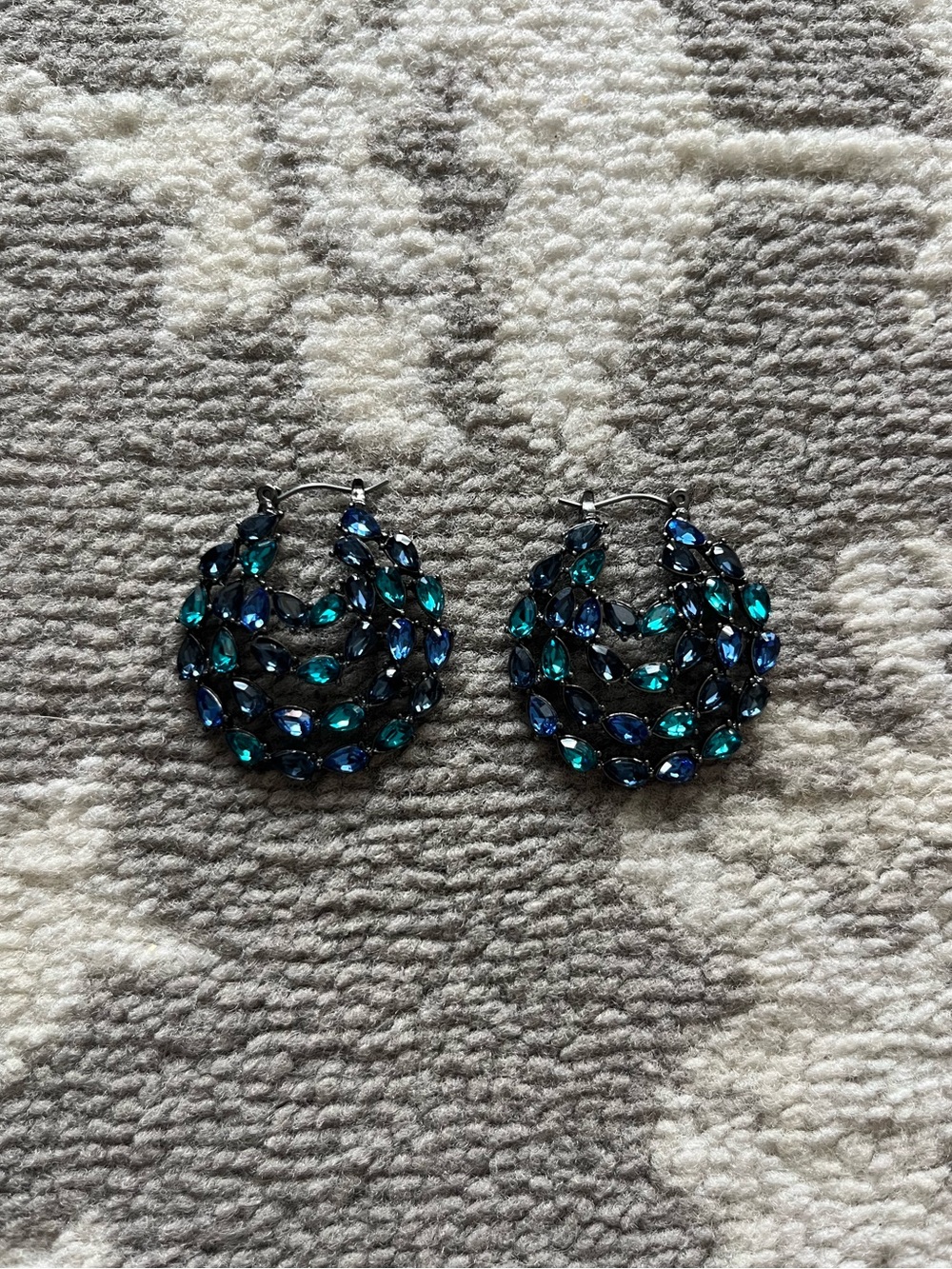 Blue and Teal Hoop Earrings